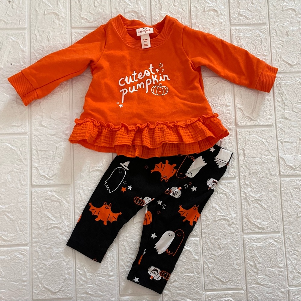 Cat & Jack Baby Little Pumpkin Halloween 2 Piece Outfit Size 0-3 Months
